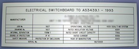 Switchboard Compliance Plates