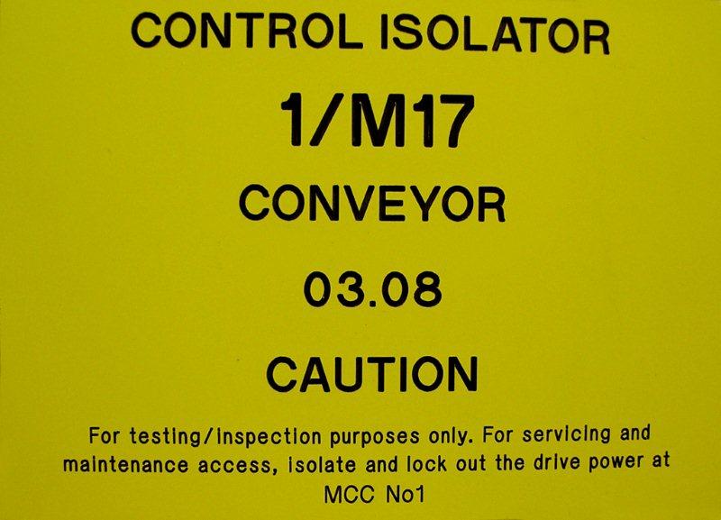 Control Isolator Label
