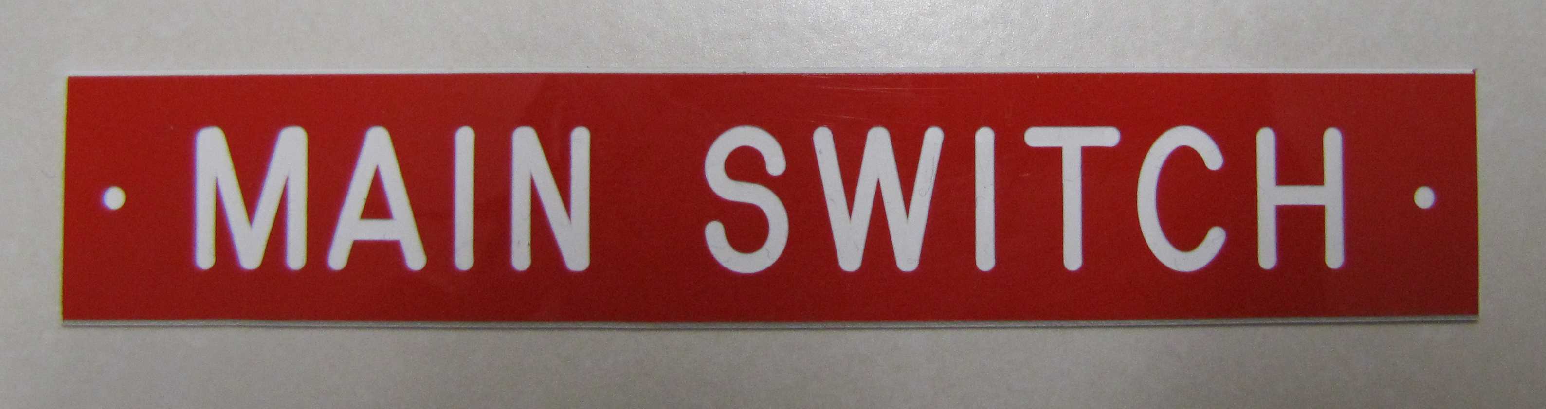 Main Switch Label